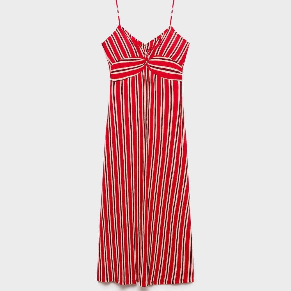 MANGO - Striped gathered dress red - 4 - Woman